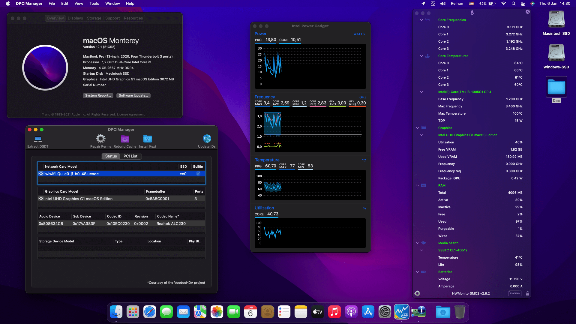 Success Hackintosh macOS Monterey 12.1 Build 21C52 in Lenovo Ideapad Slim 3 15IIL05